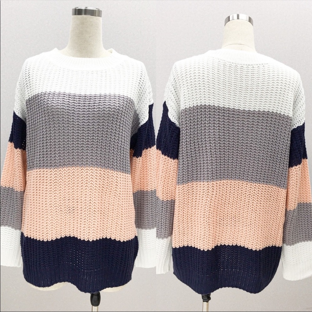 GRACEY’S // Color Block Oversized Pullover Sweater - Picture 3 of 6